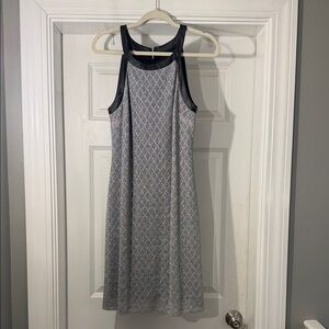 Nine West Navy and Gray Patterned Midi Dress
